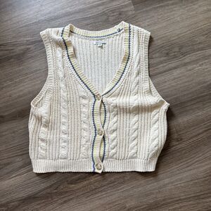 Women’s American Eagle Cream Size XL Knit Button Front Sweater Vest